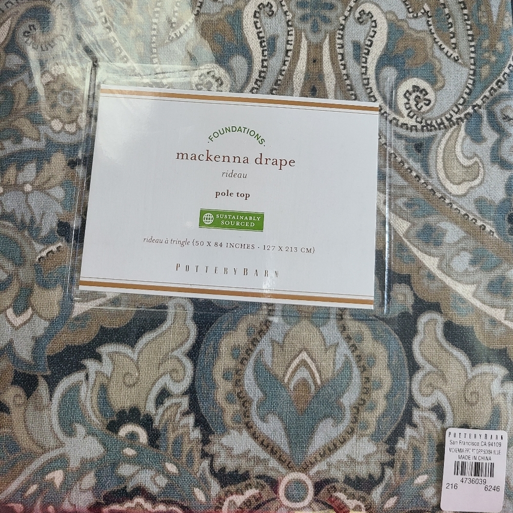 Pottery Barn Mackenna Paisley Rod Pocket Curtain